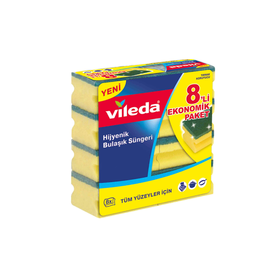 Vileda - VİLEDA BULAŞIK SÜNGERİ YEŞİL OLUKLU 8'Lİ